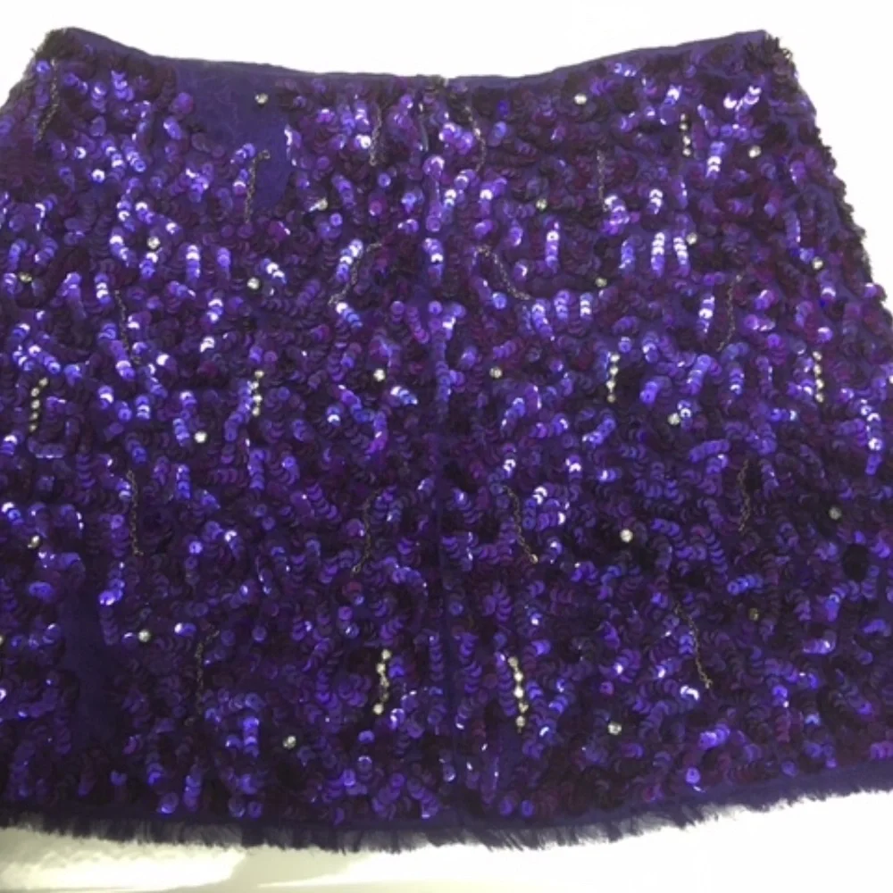 Alice + Olivia Purple Sequin Silk Mini Skirt - Picture 7 of 10